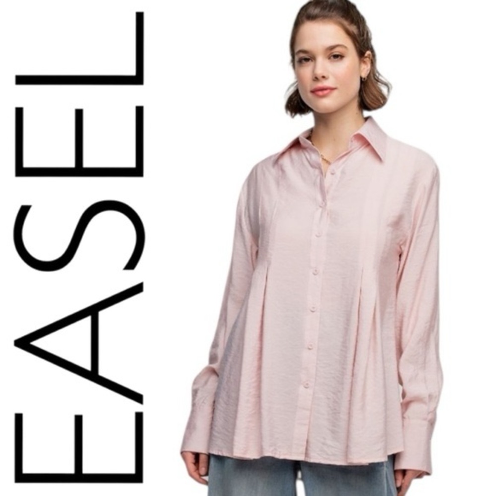 Easel Dusty Pink Button-Up Shirt - Picture 8 of 8